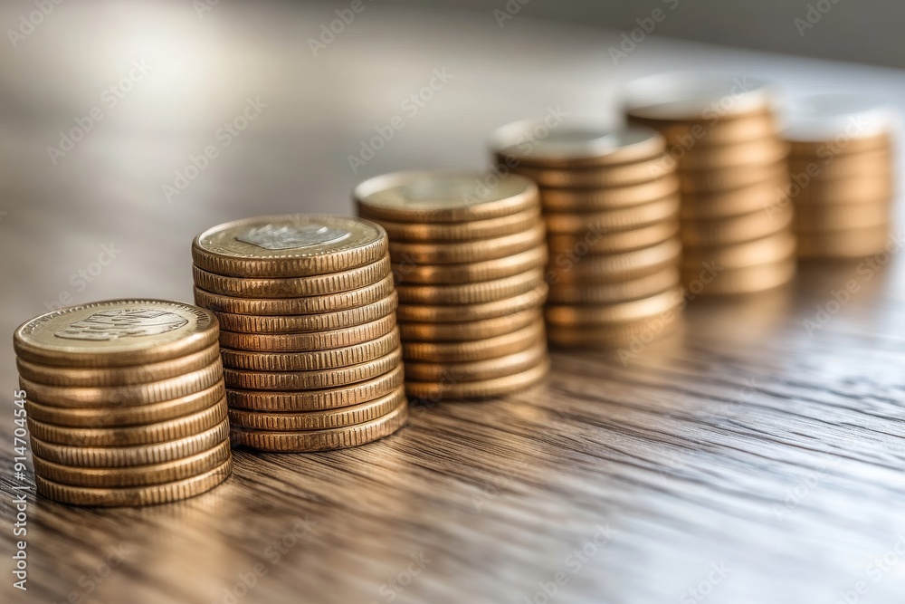 High resolution close up photograph of stacked coins symbolizing financial growth wealth accumulation and the power of investment High resolution close up photograph of stacked coins symbolizing financial growth wealth accumulation and the power of investment