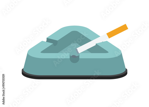 Triangle shaped ashtray. Simple flat illustration.