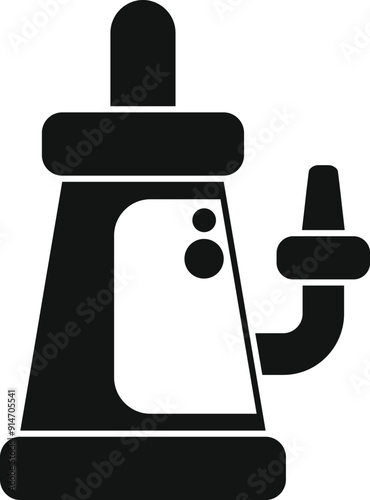 Black and white icon of modern vaporizer being used for vaping cannabis concentrates, wax, and dabs