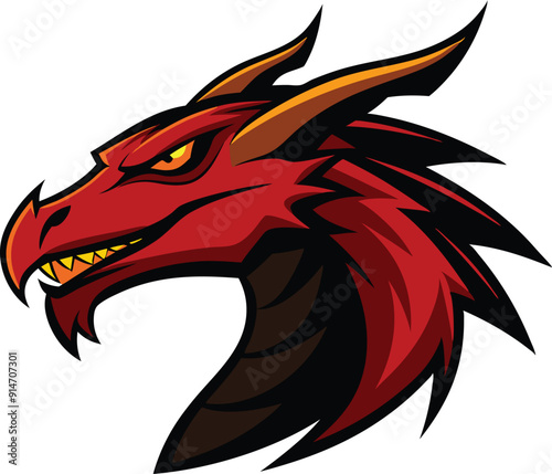 Wallpaper Mural dragon head silhouette vector illustration  Torontodigital.ca