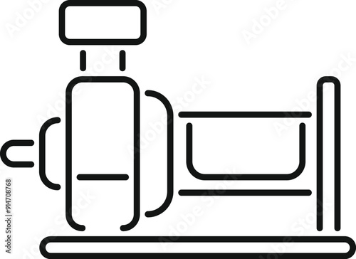 Water pump icon, engine system pumping water for irrigation system line icon, farming equipment concept