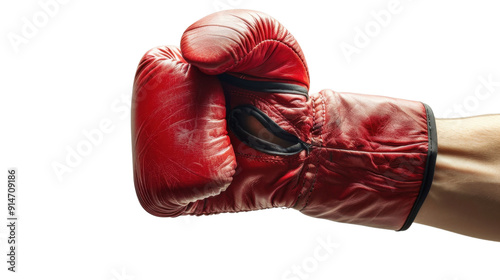 Hand wearing boxing gloves on transparent background