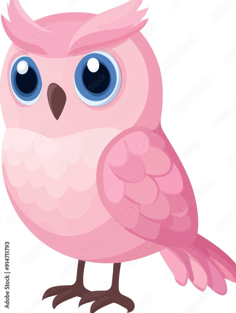 Cute Pink Cartoon Owl Illustration Cute Pink Cartoon Owl Illustration