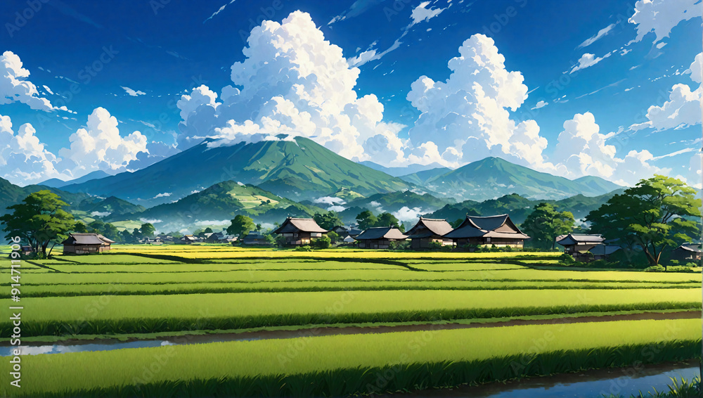 Obraz premium 日本の夏の農村の風景