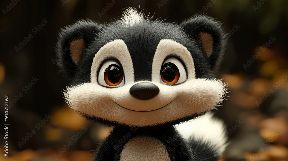 Adorable Cartoon Skunk with a Friendly Smile