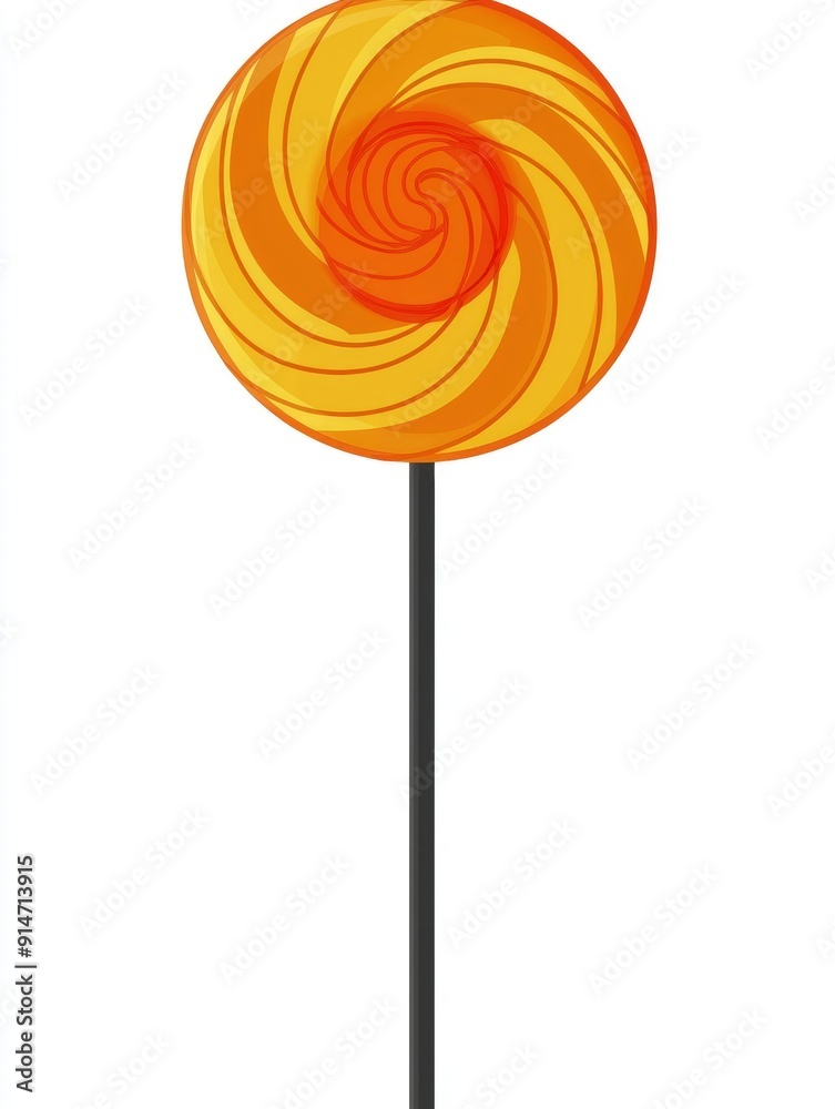 Yellow and Orange Swirled Lollipop on a Stick Yellow and Orange Swirled Lollipop on a Stick