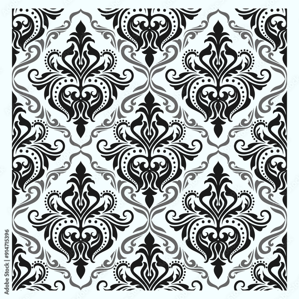 Fototapeta premium Damask seamless floral pattern decorative, ornamental, vector design.