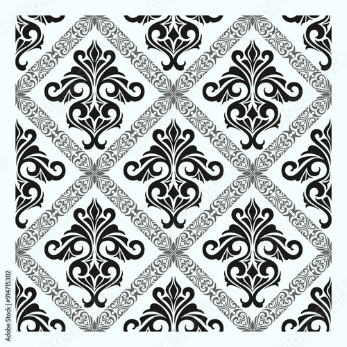 Damask seamless floral pattern decorative, ornamental, vector design.