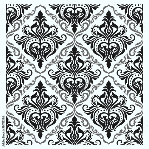 Damask seamless floral pattern decorative, ornamental, vector design.