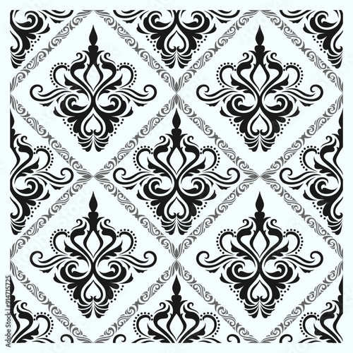 Damask seamless floral pattern decorative, ornamental, vector design.