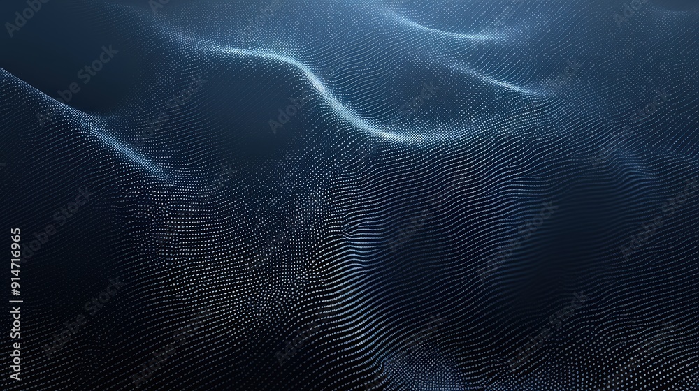 Dark, flowing waves create a tranquil atmosphere, showcasing a digital landscape that embodies calmness and depth
