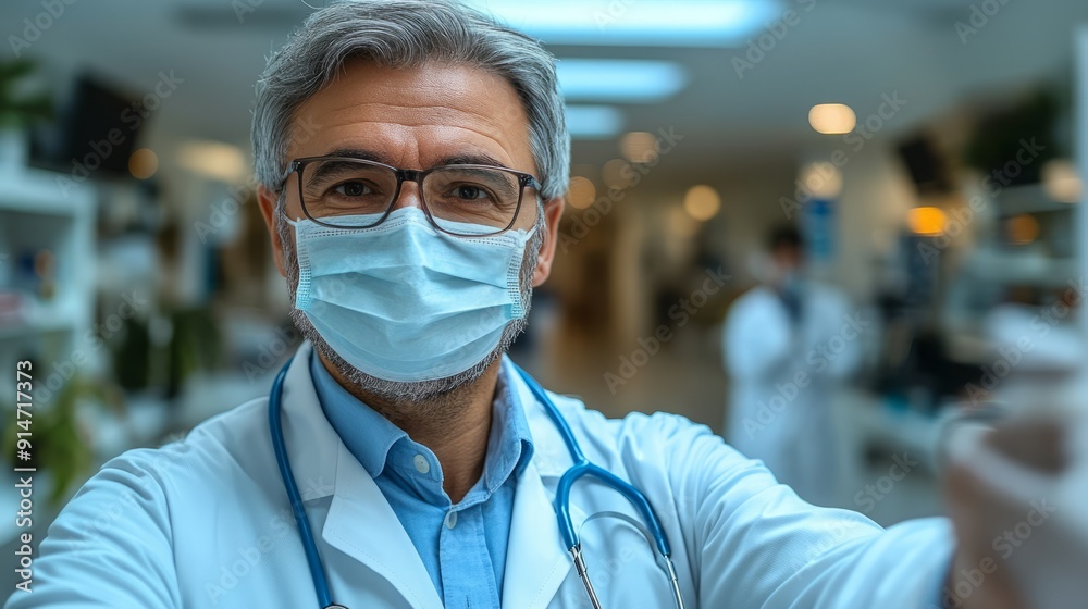 Doctors and nurses use stethoscopes to perform heart examinations and remote diagnostics, guard health, update research and explain the future of health care, Doctors and nurses use stethoscopes to perform heart examinations and remote diagnostics, guard health, update research and explain the future of health care,