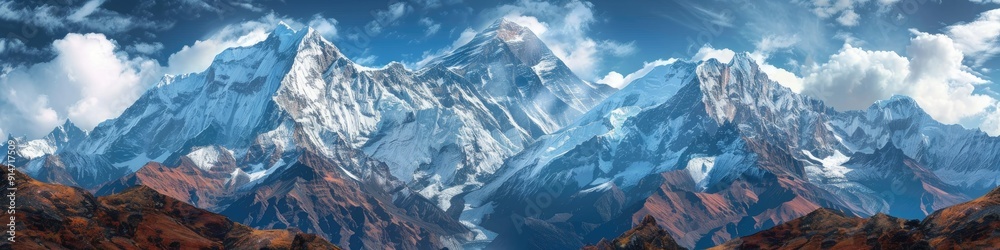 Obraz premium Majestic Mountain Range Embracing Pure Awe and Elation