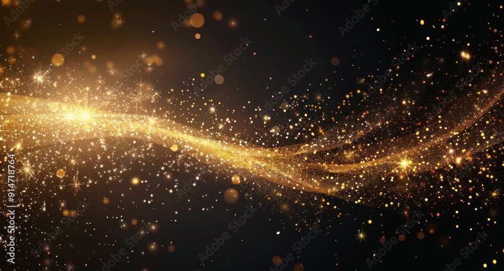 Fototapeta premium Golden Sparkles and Bokeh Lights Background