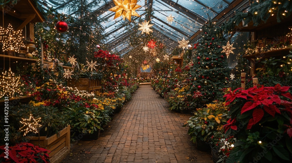 garden center is adorned with twinkling lights and colorful decorations, showcasing festive plants and a cheerful atmosphere, perfect for the holiday season garden center is adorned with twinkling lights and colorful decorations, showcasing festive plants and a cheerful atmosphere, perfect for the holiday season