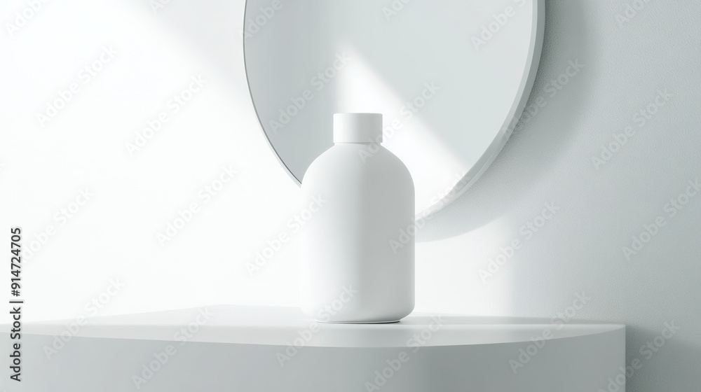 sleek white skincare bottle mockup on a white background, elegant and pure sleek white skincare bottle mockup on a white background, elegant and pure