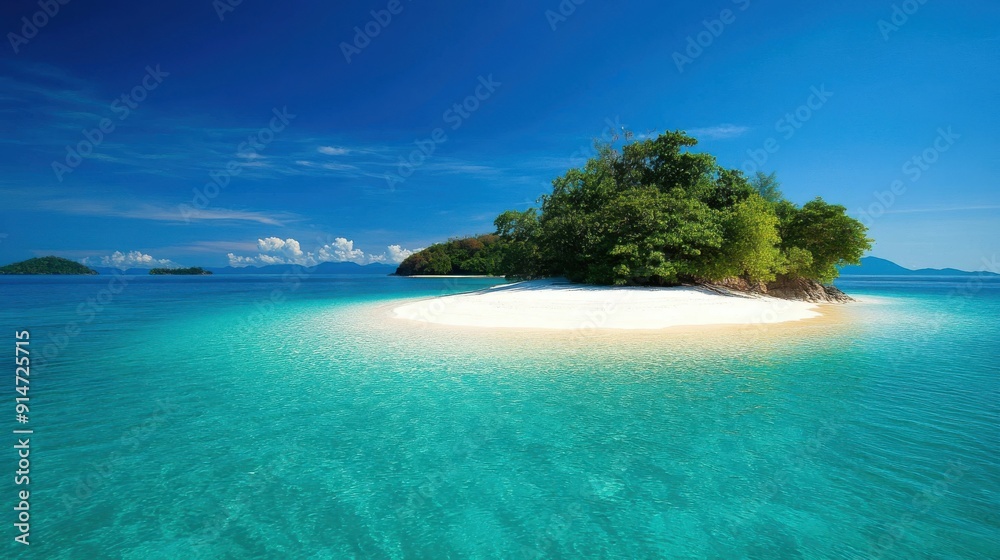 Fototapeta premium A pristine tropical island with white sandy beaches and turquoise waters