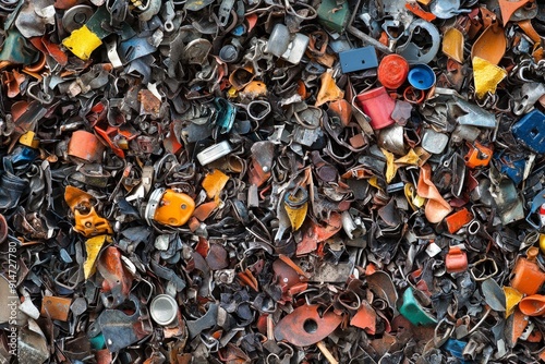 Colorful mechanical components piled up illustrating the complexity and diversity of robotic elements photo
