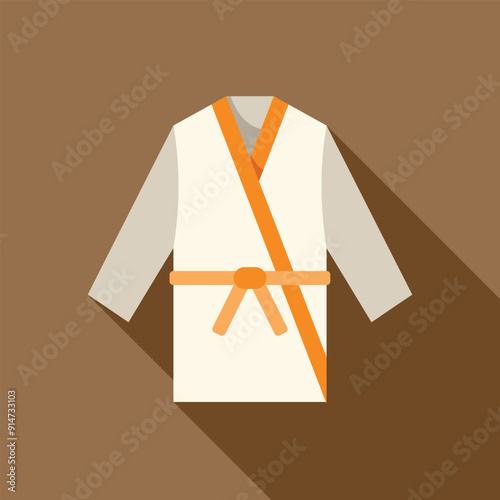 White kimono with orange belt for practicing martial arts like judo, karate, taekwondo and aikido