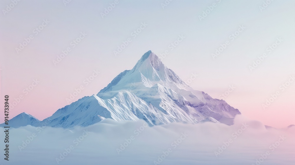 Stunning minimalist background of a single mountain unicake against a gradient sky. with a delicate texture Stunning minimalist background of a single mountain unicake against a gradient sky. with a delicate texture