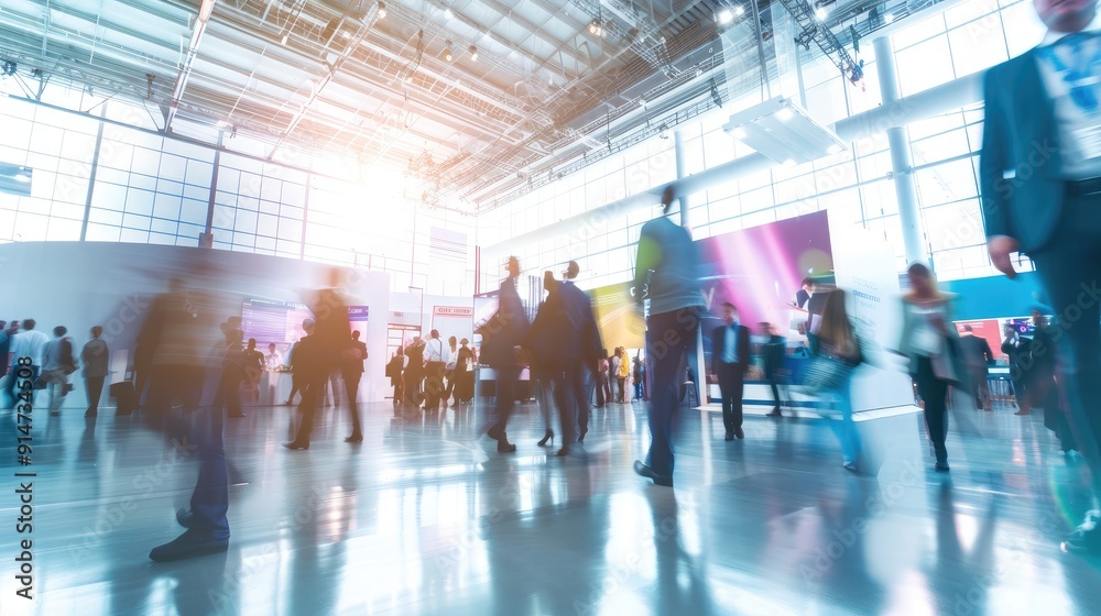 Blurry image of business people walking at a trade show, conference or inside a contemporary hall.
Blurry image of business people walking at a trade show, conference or inside a contemporary hall.