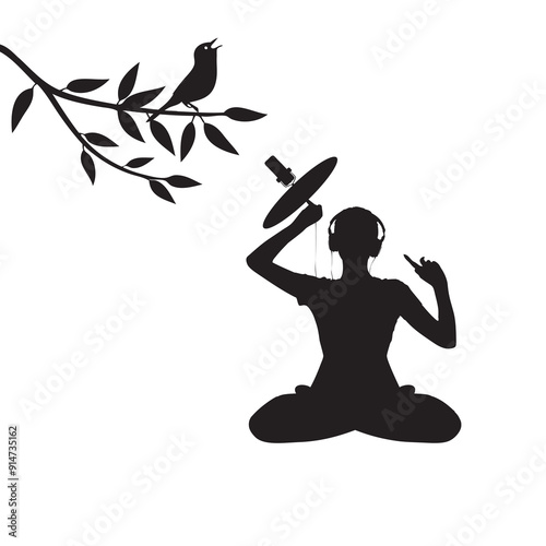 Woman listening to sounds of nature