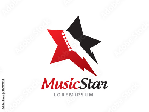 Music and Star logo symbol or icon template