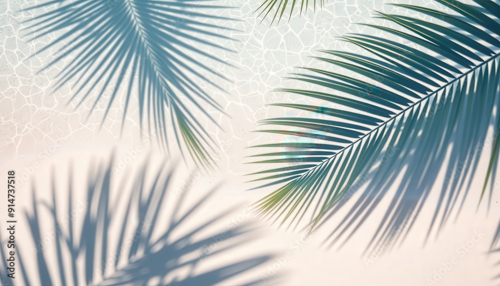 Fototapeta premium Palm Leaf Shadow on White Background.