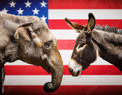 Republican Elephant and Democrat Donkey