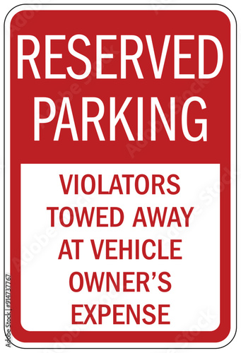 Assigned parking sign