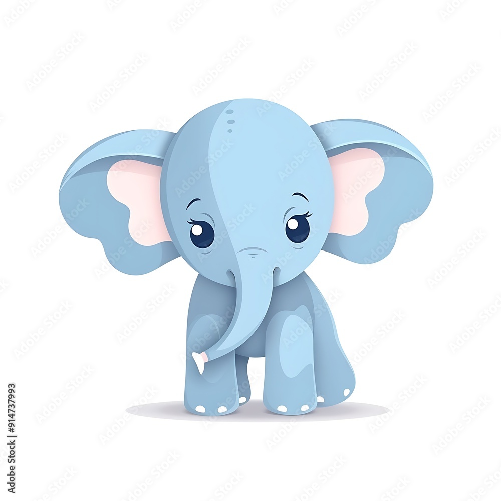 Cute Blue Elephant Illustration With Large Ears Cute Blue Elephant Illustration With Large Ears