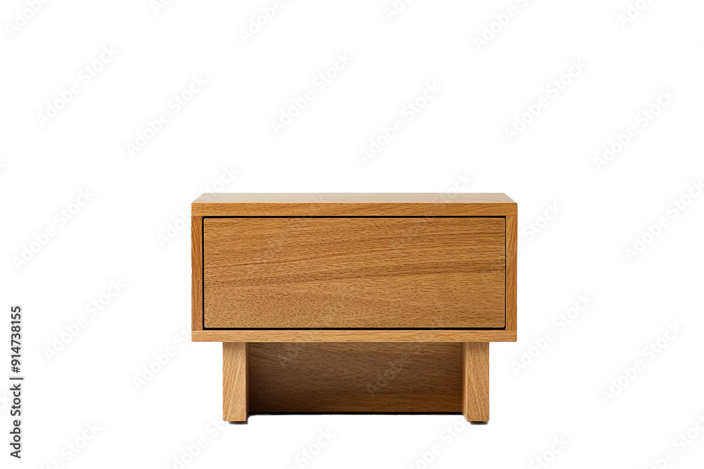 Sleek Wooden Nightstand with Clean Lines, isolated on background, full depth of field Sleek Wooden Nightstand with Clean Lines, isolated on background, full depth of field