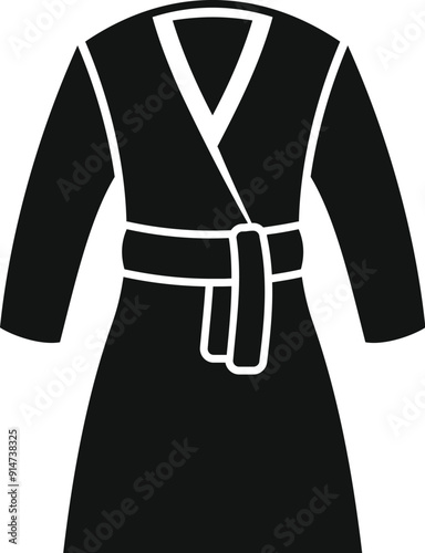 Simple black glyph representing a bathrobe, useful icon for websites or apps about hospitality, travel or well being