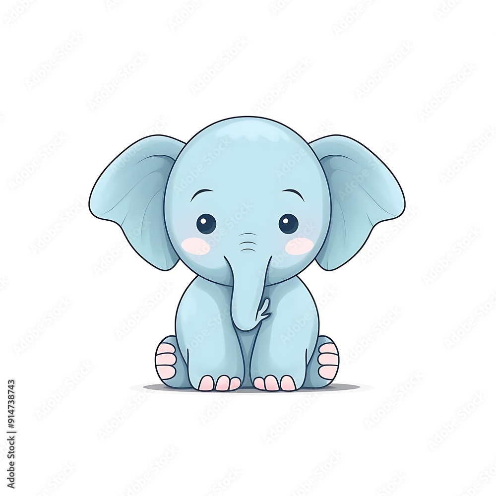 Cute Baby Elephant Sitting on White Background Cute Baby Elephant Sitting on White Background