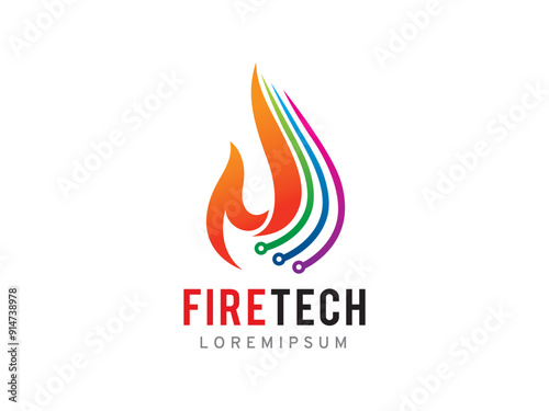 Fire Tech logo symbol or icon template