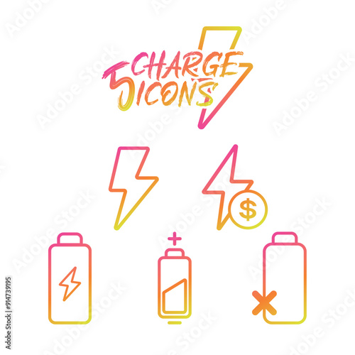 Set of Charge icon sketch Vector