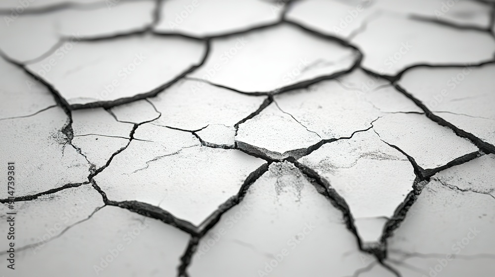 Fototapeta premium Cracked White Surface with Black Lines