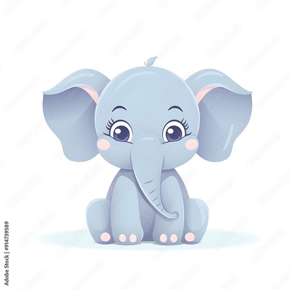 Cute Baby Elephant Sitting On White Background Cute Baby Elephant Sitting On White Background