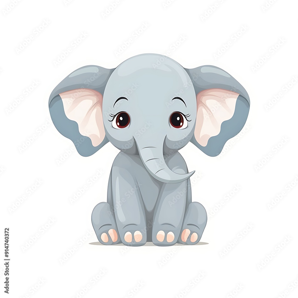 Cute Baby Elephant Sitting Cartoon Illustration Cute Baby Elephant Sitting Cartoon Illustration