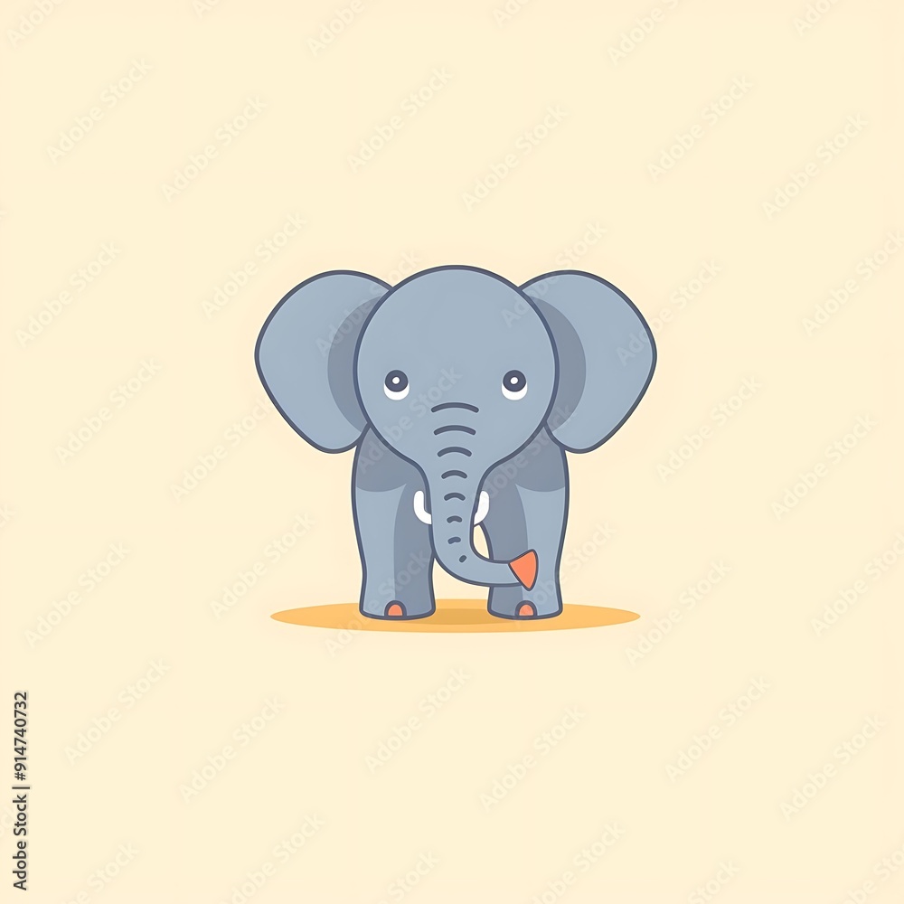Cartoon Illustration of an Elephant Standing on a Yellow Background Cartoon Illustration of an Elephant Standing on a Yellow Background