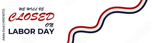 Happy Labor Day - Labour Day USA with motivational text. Good for T-shirts, September first Monday, USA holiday. United States national flag colors stroke. banner, cover, poster, flyer, web.