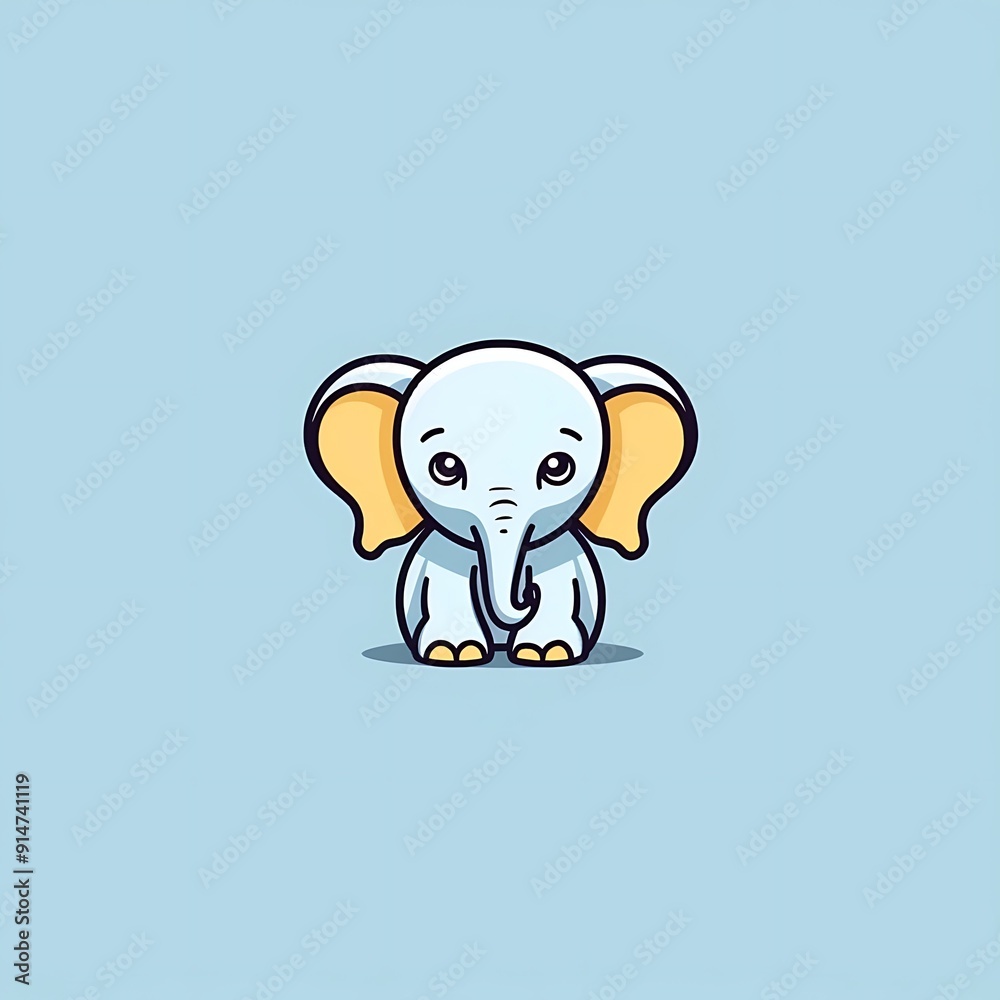 Fototapeta premium A Cute Cartoon Baby Elephant Illustration