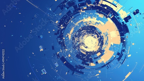 Abstract Circular Composition with Geometric Shapes