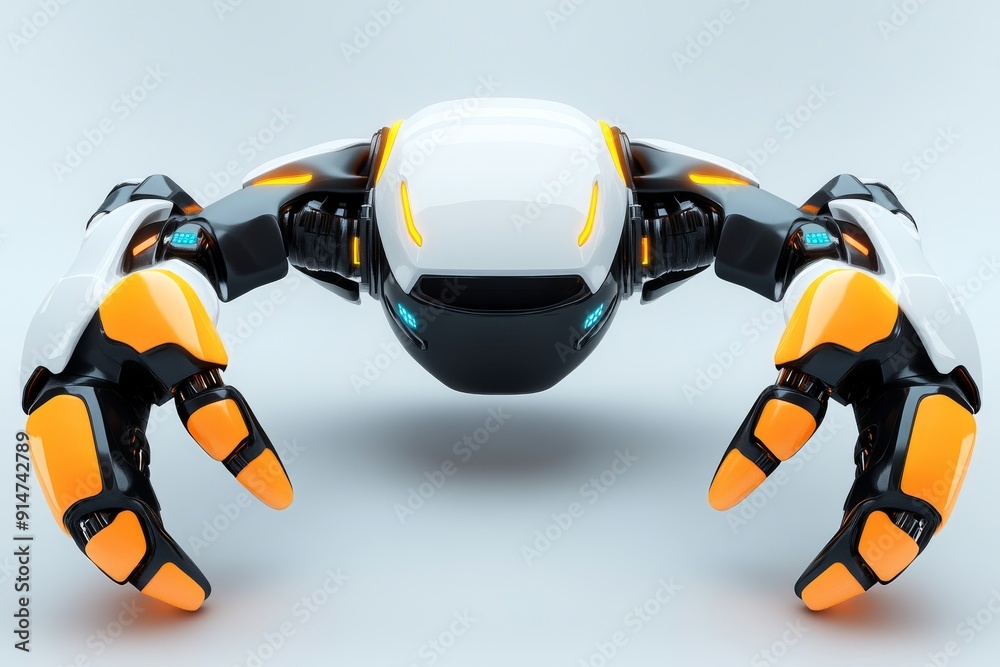 Futuristic robotic spider with sleek white and black design showcasing the advanced engineering and agility of AI technology in a high tech environment Futuristic robotic spider with sleek white and black design showcasing the advanced engineering and agility of AI technology in a high tech environment