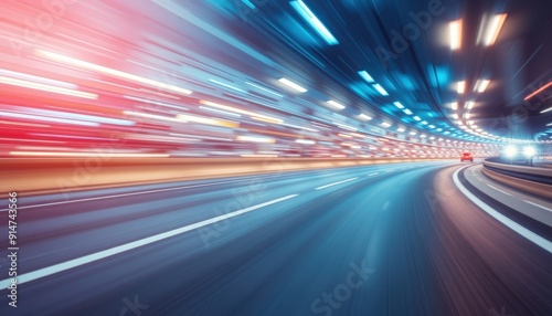 Speeding Through a Tunnel with Lights.