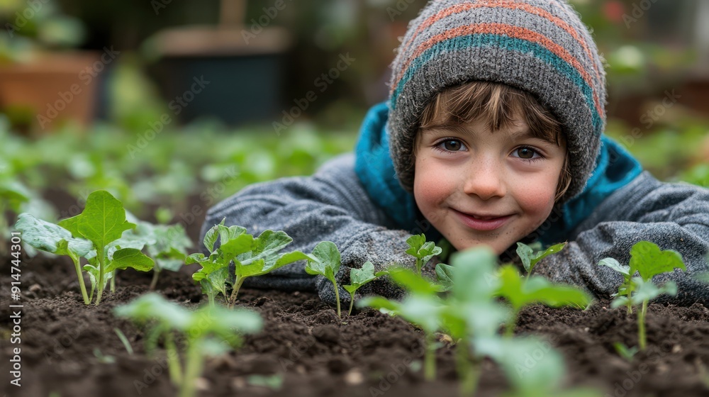 Young Boy Learning About Farming and Gardening, A Happy Child Exploring Nature and Agriculture, Little Farmer Experiencing the Joy of Growing Plants Young Boy Learning About Farming and Gardening, A Happy Child Exploring Nature and Agriculture, Little Farmer Experiencing the Joy of Growing Plants