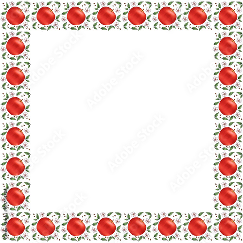 Wallpaper Mural Red apple pattern frame with flower and leaves with soft pink background. Pattern design for fabric, wallpaper, wrapping Torontodigital.ca