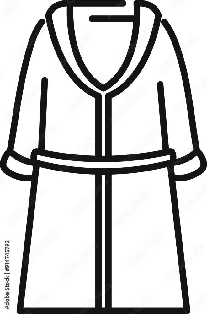 Simple line icon of a bathrobe, perfect for websites or apps related to wellness and relaxation Simple line icon of a bathrobe, perfect for websites or apps related to wellness and relaxation