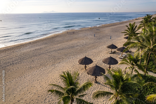 Aerial view of Non Nuoc Beach in Da Nang, Vietnam photo