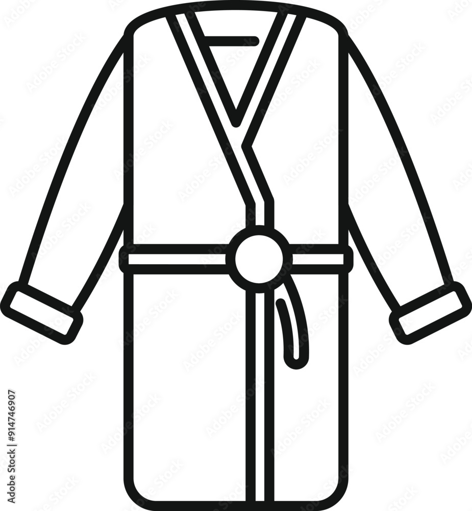 Line drawing of a bathrobe, perfect for representing getting ready in the morning or relaxing at home Line drawing of a bathrobe, perfect for representing getting ready in the morning or relaxing at home